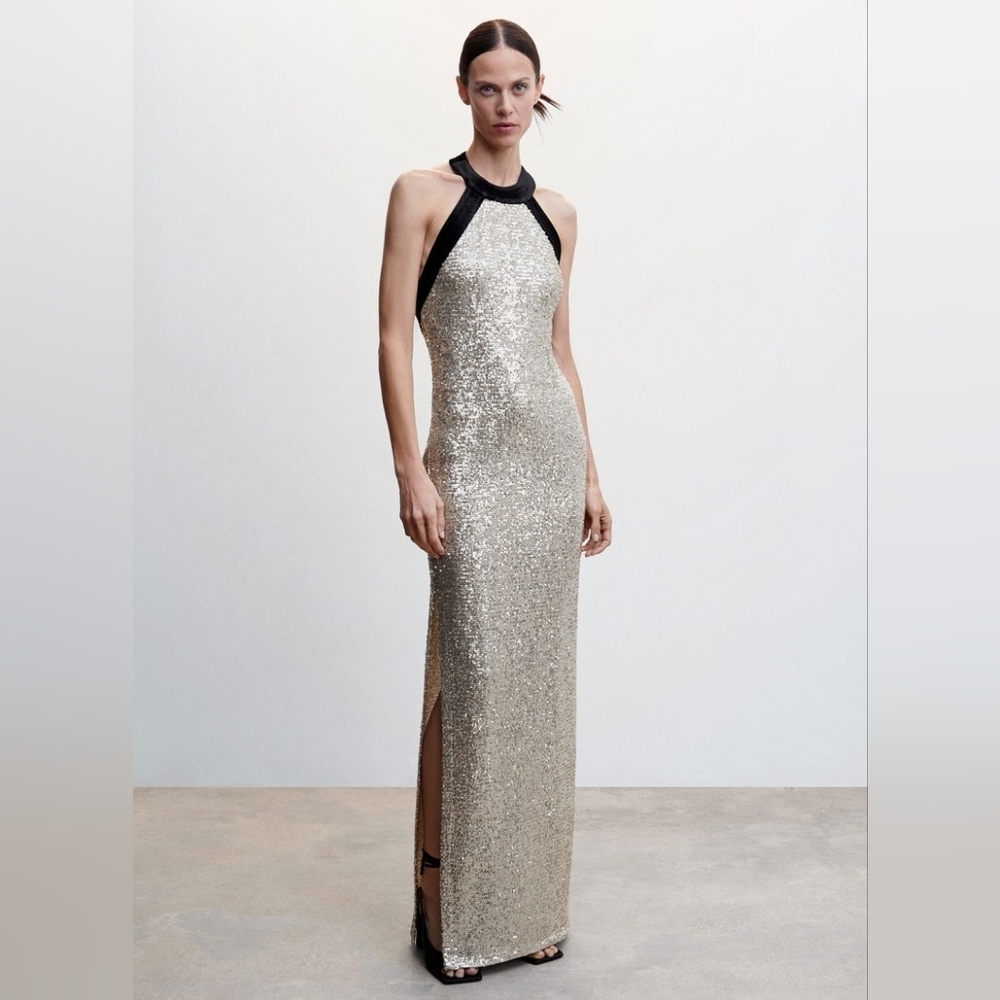 MANGO Sequined Gown Sz Small